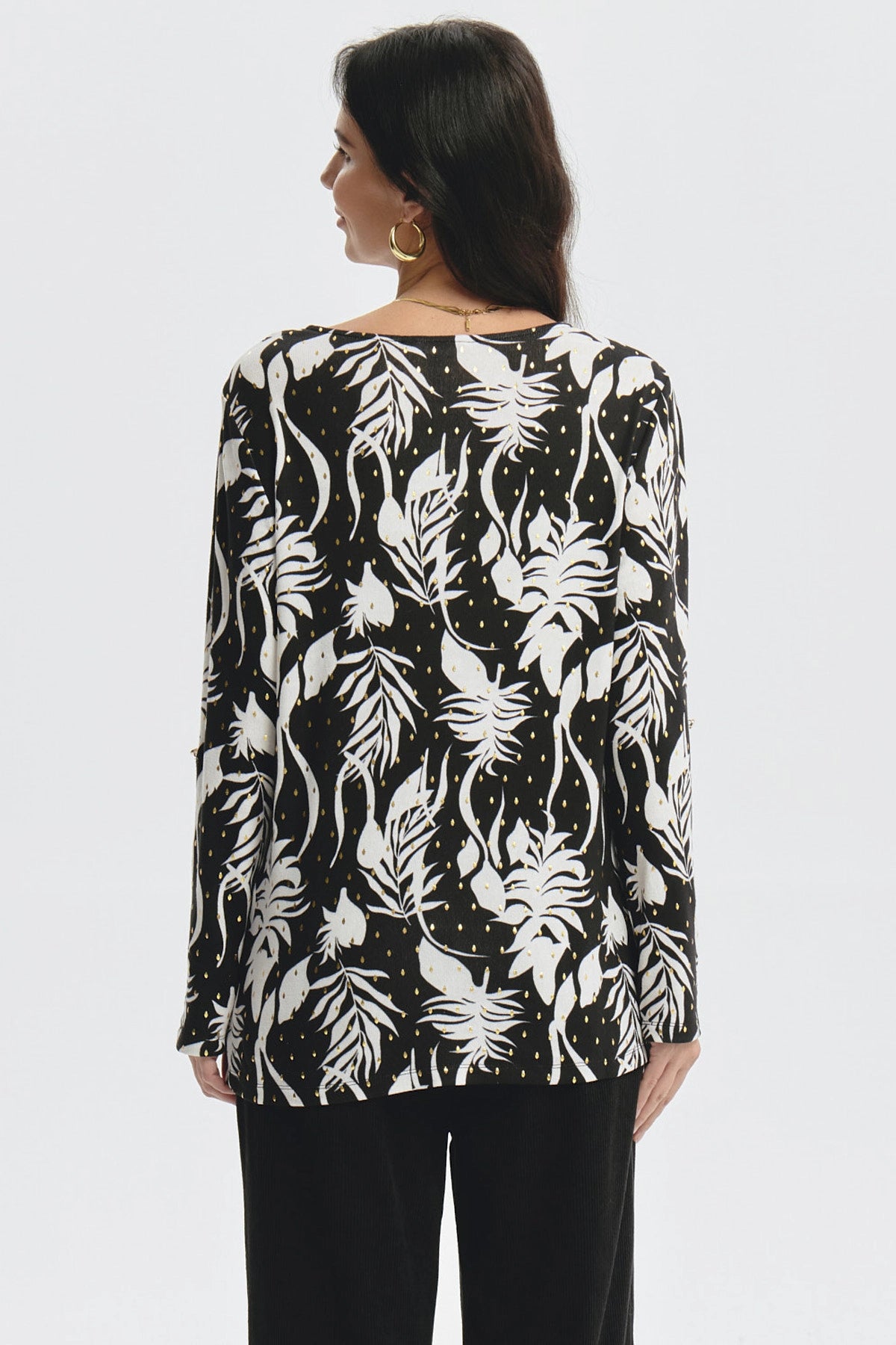 Polera Mujer Roll Up Print Negro