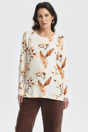 Polera Mujer Roll Up Print Crudo