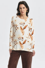 Polera Mujer Roll Up Print Crudo
