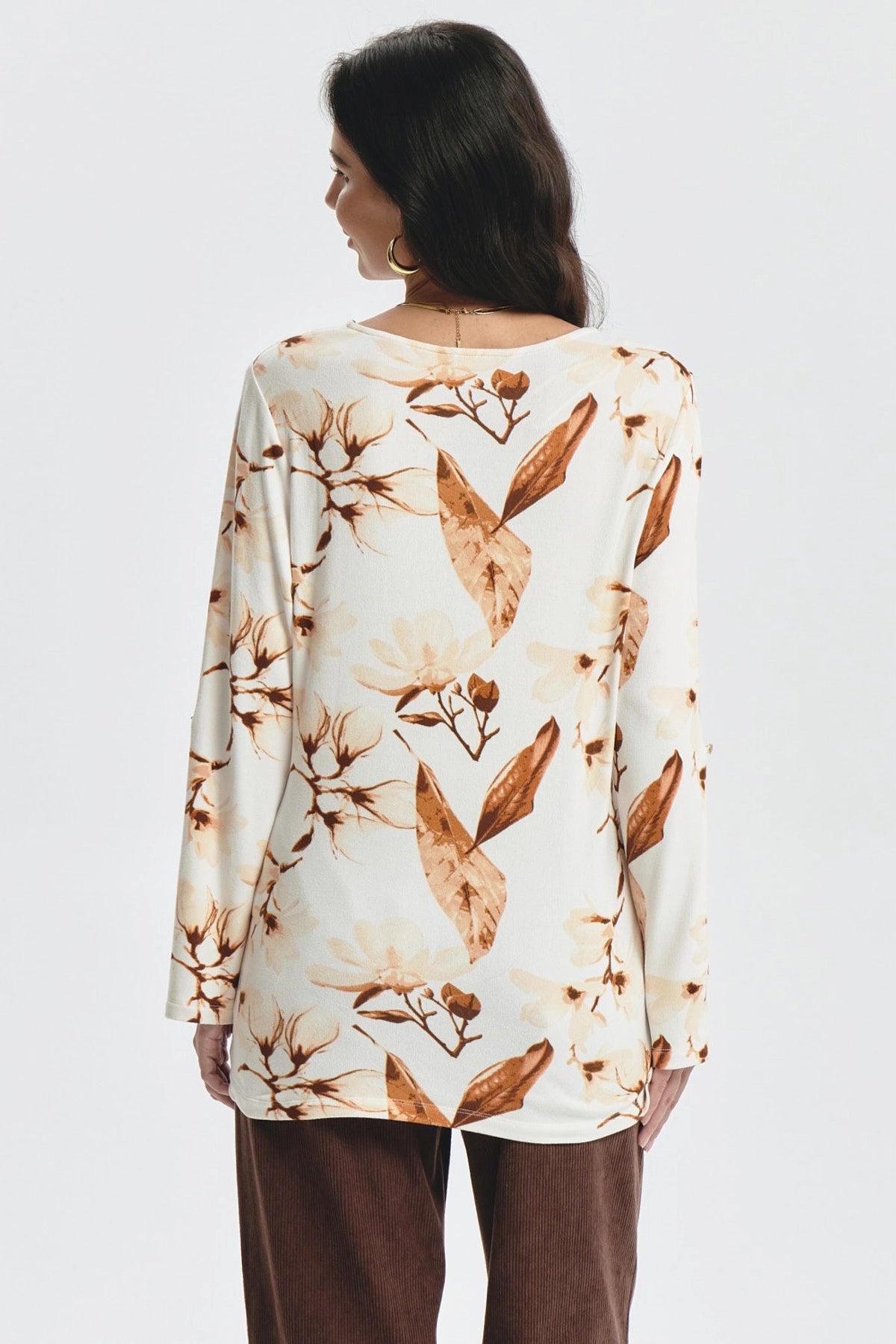 Polera Mujer Roll Up Print Crudo