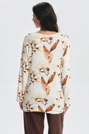 Polera Mujer Roll Up Print Crudo