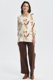 Polera Mujer Roll Up Print Crudo