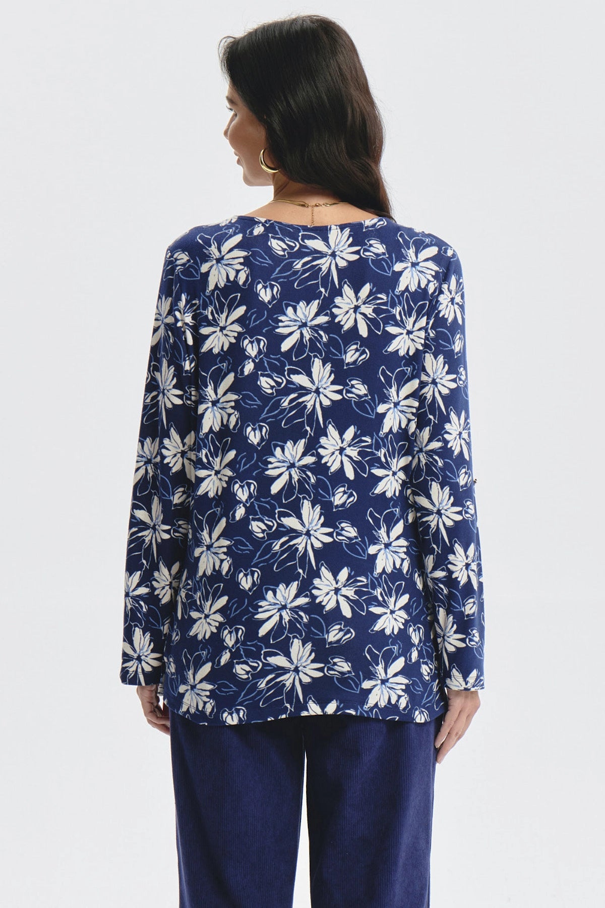 Polera Mujer Roll Up Print Azul