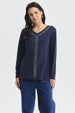 Polera Mujer Detalle Cuello Azul Oscuro