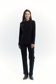 Polera Mujer Detalle Botones Negro