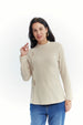 Polera Mujer Detalle Botones Beige Oscuro