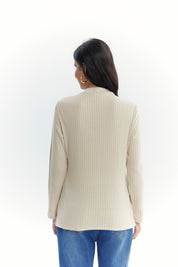 Polera Mujer Detalle Botones Beige Oscuro