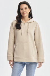 Polerón Mujer Canguro Textura Beige