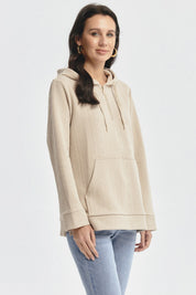 Polerón Mujer Canguro Textura Beige