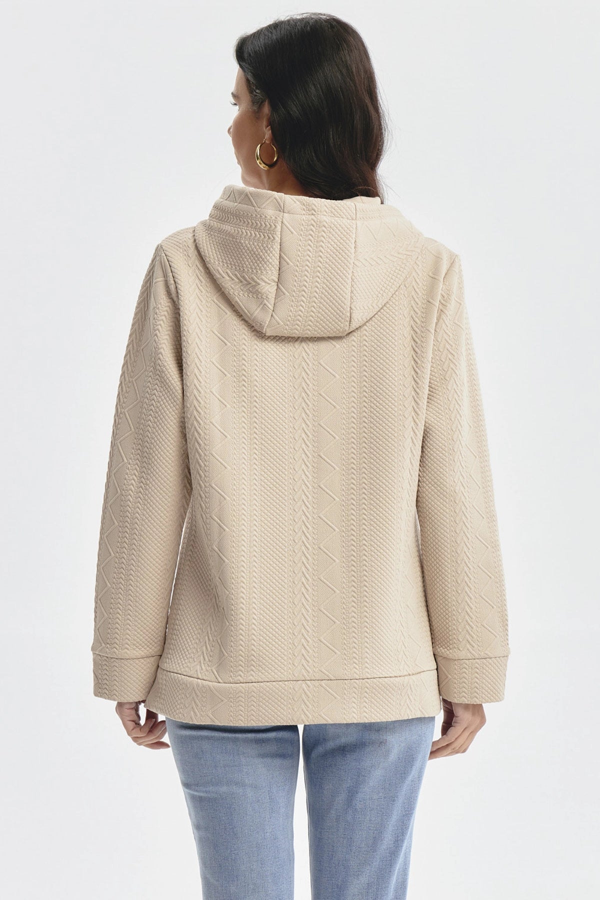 Polerón Mujer Canguro Textura Beige
