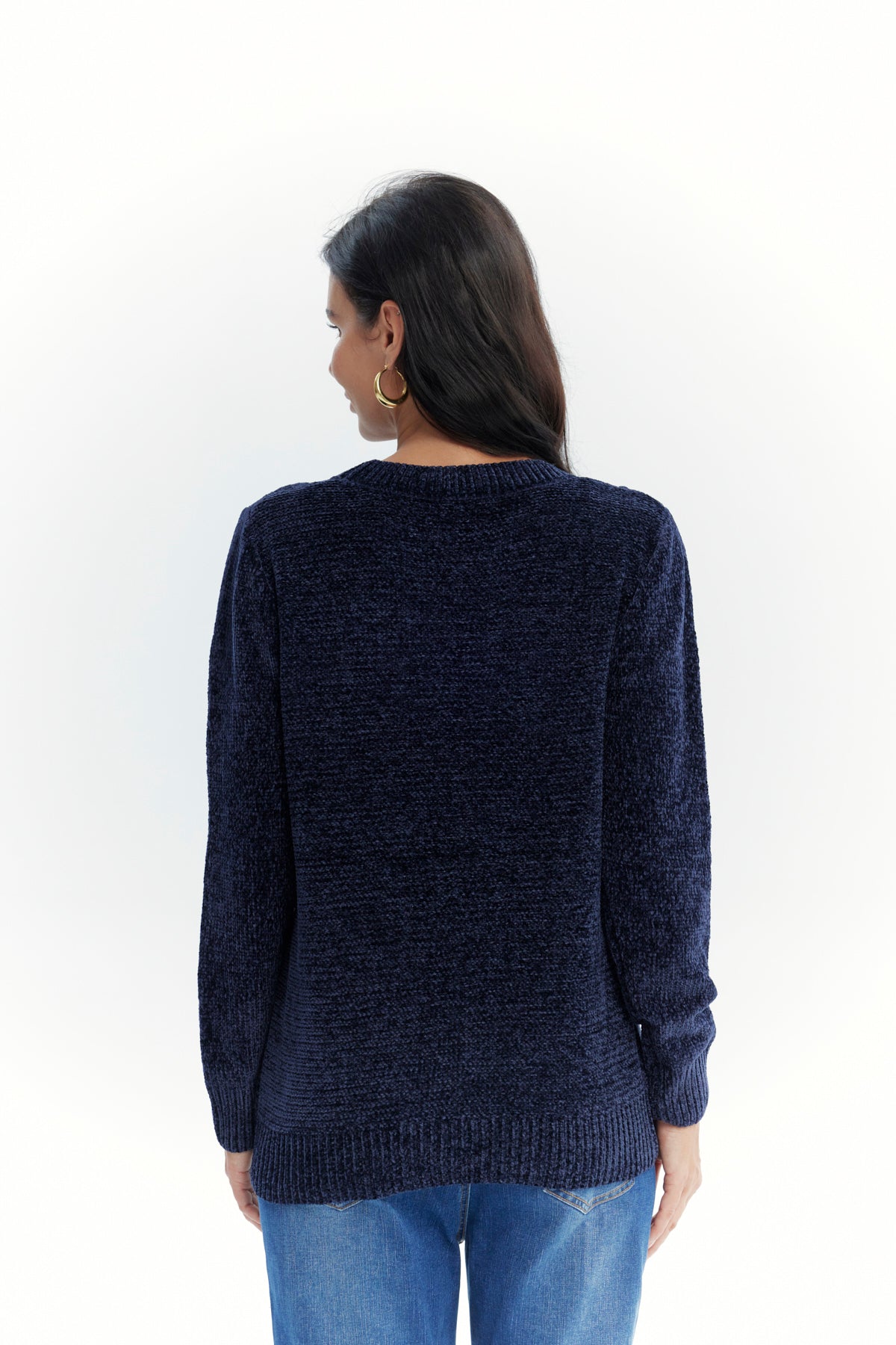 Sweater Mujer Chenille Azul Oscuro