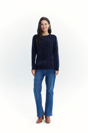 Sweater Mujer Chenille Azul Oscuro