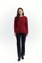 Sweater Mujer Chenille Rojo Oscuro