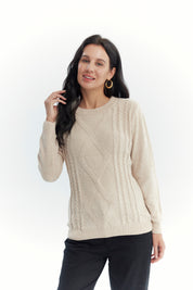 Sweater Mujer Chenille Beige Oscuro