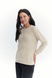 Sweater Mujer Chenille Beige Oscuro