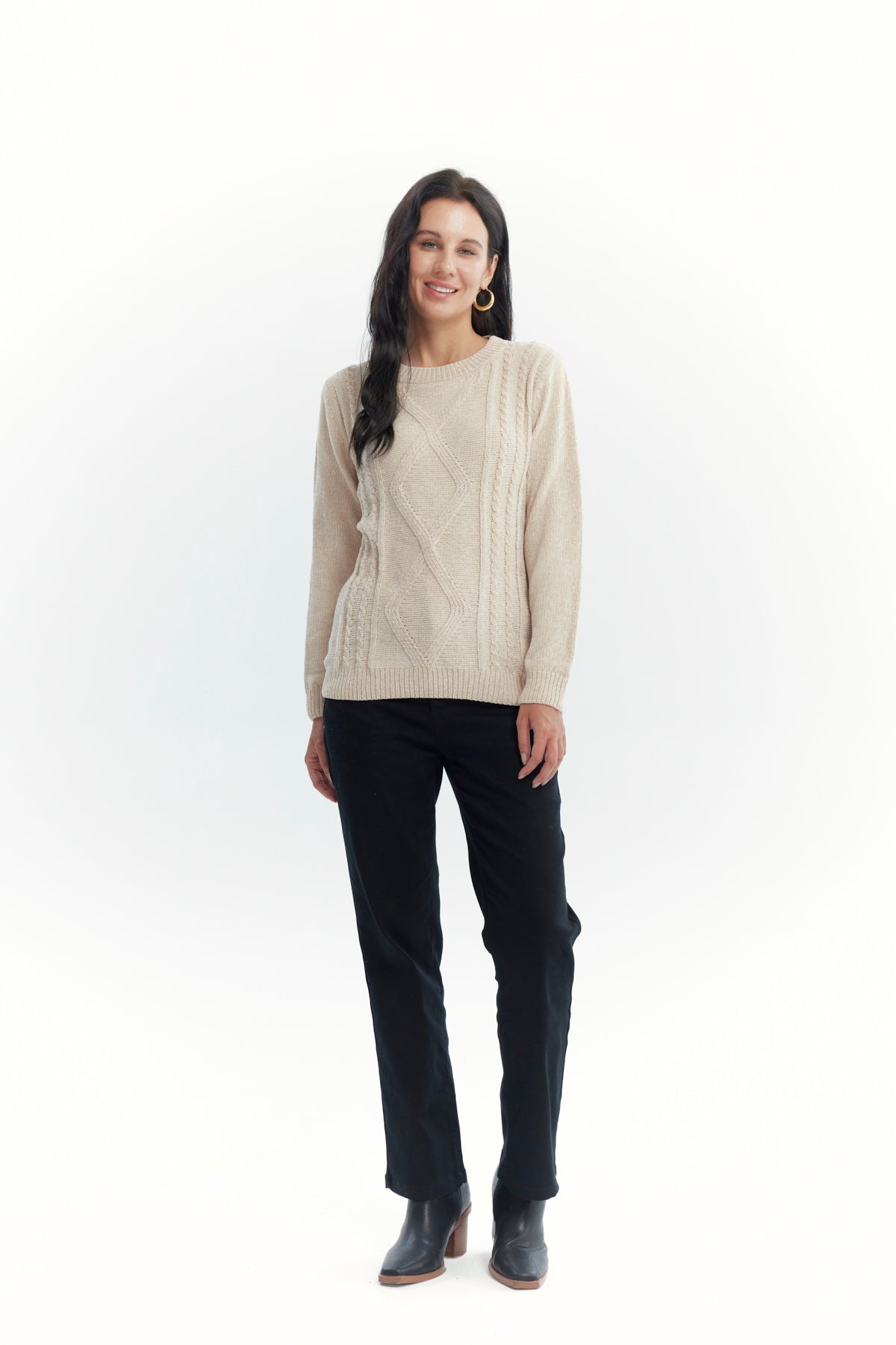 Sweater Mujer Chenille Beige Oscuro