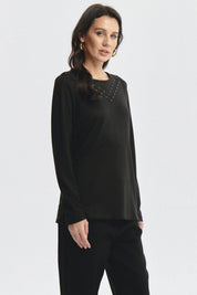 Sweater Mujer Strass Negro