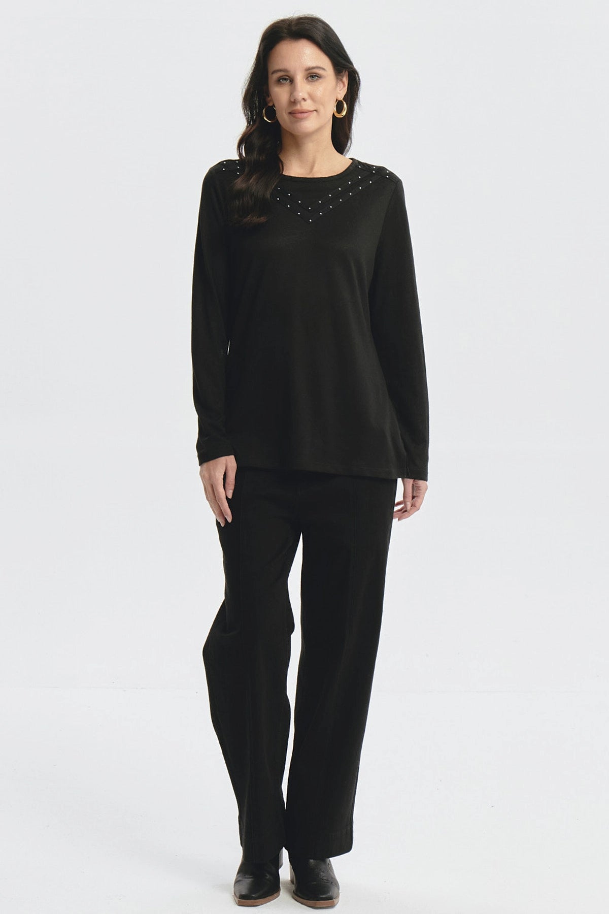 Sweater Mujer Strass Negro