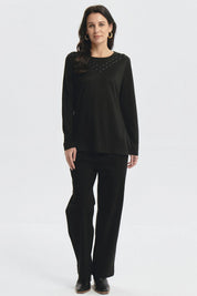 Sweater Mujer Strass Negro