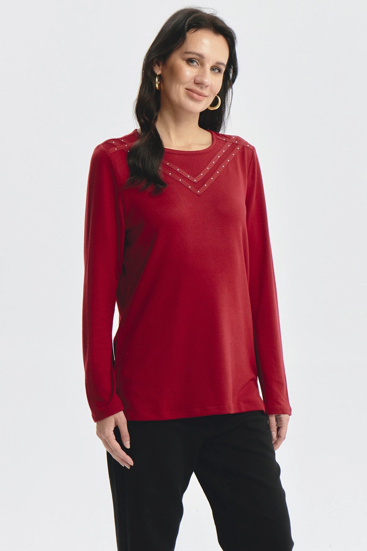 Sweater Mujer Strass Rojo