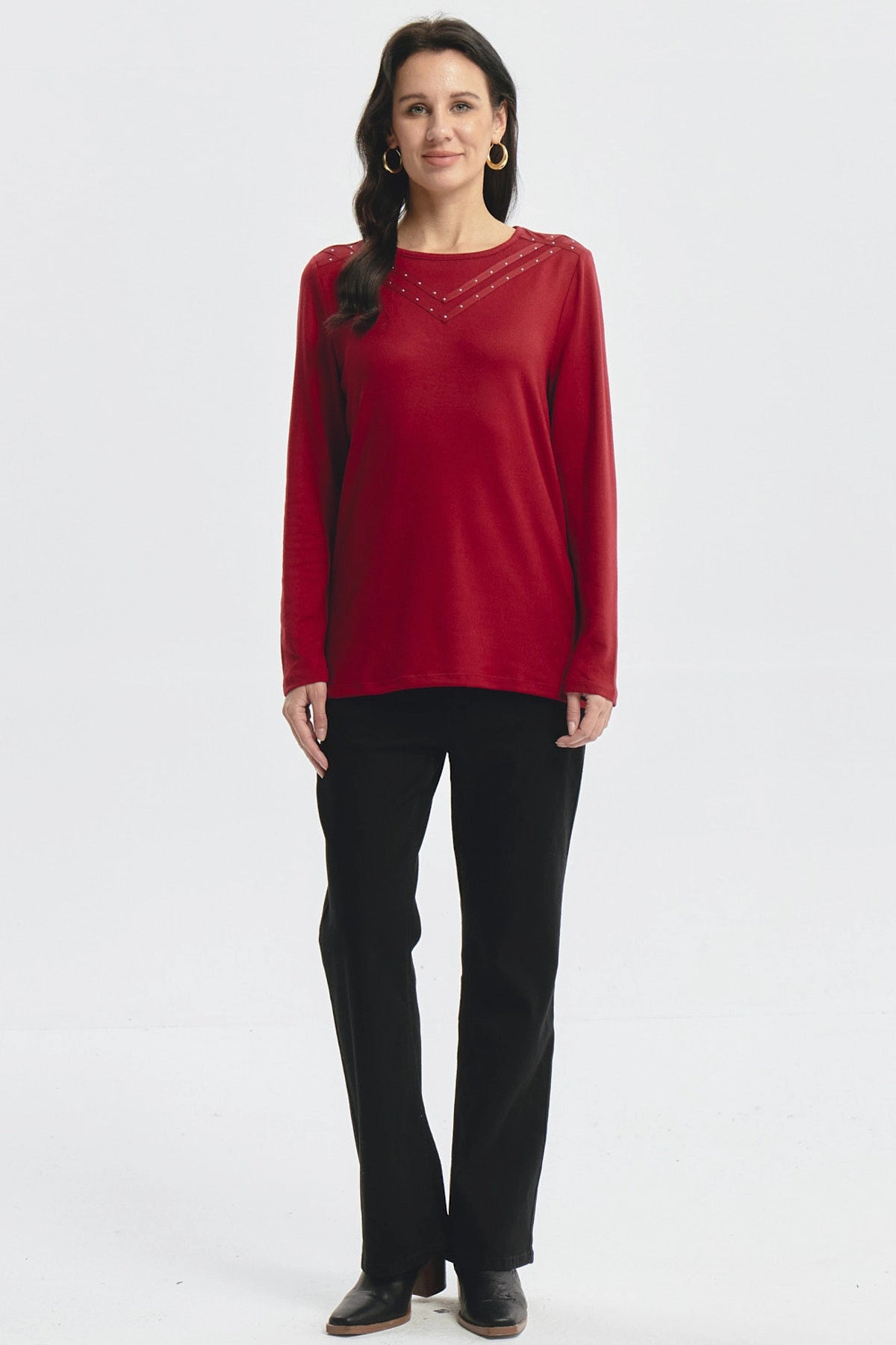 Sweater Mujer Strass Rojo