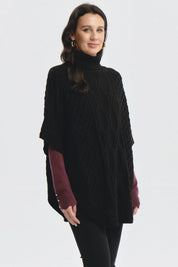 Sweater Mujer Trenzado Negro