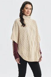 Sweater Mujer Trenzado Beige Oscuro