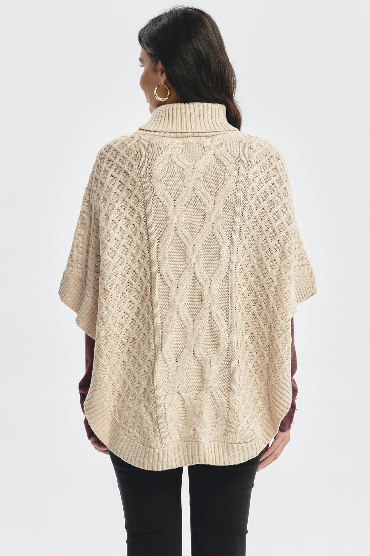 Sweater Mujer Trenzado Beige Oscuro