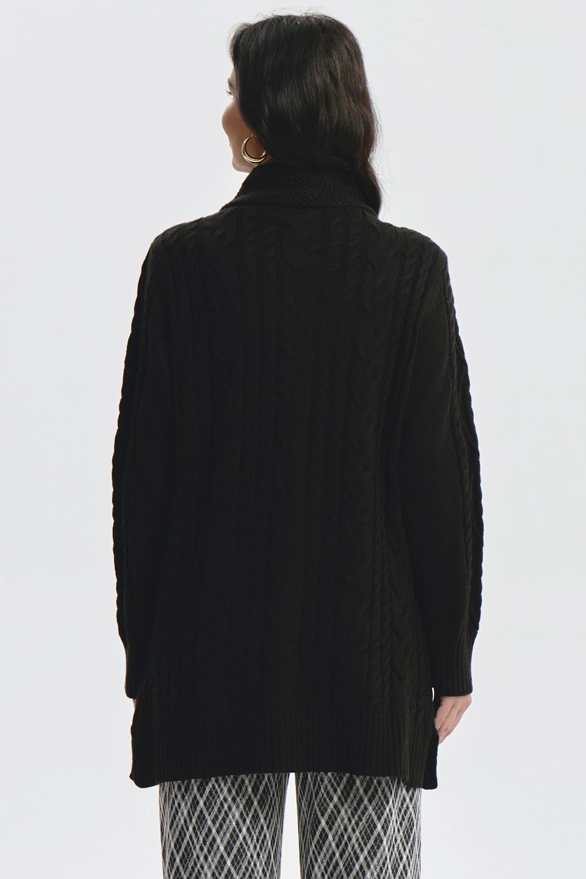 Sweater Mujer Largo Con Botón Negro