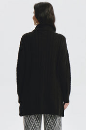 Sweater Mujer Largo Con Botón Negro