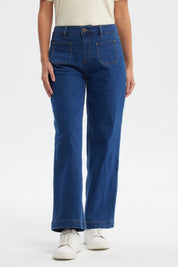 Jeans Mujer Clásico Calce Recto Azul