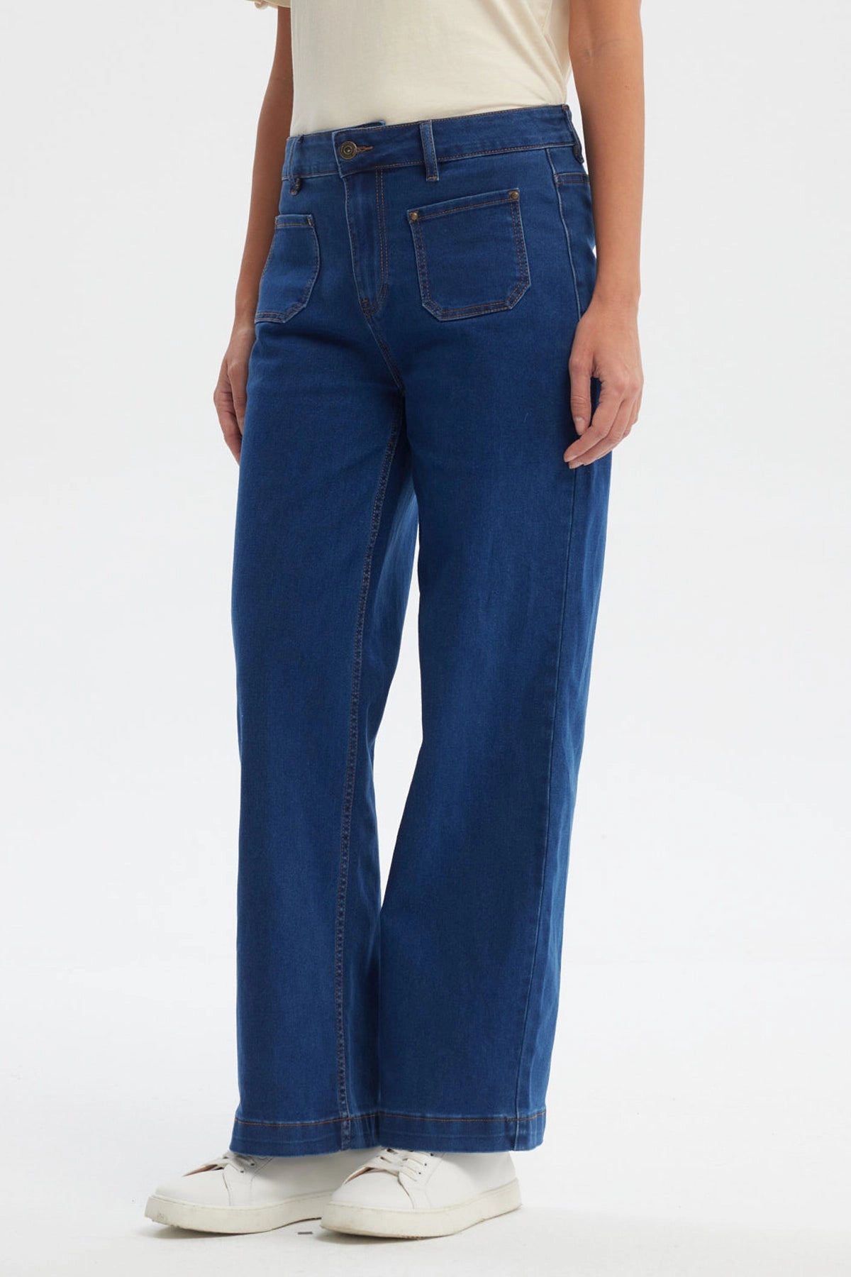 Jeans Mujer Clásico Calce Recto Azul