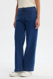 Jeans Mujer Clásico Calce Recto Azul