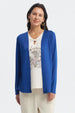 Polera slim azul mujer con diseño floral en el frente estilo casual sin estampas adicionales visible lisa