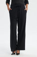 Pantalón buzo mujer negro calce recto con cintura elástica y cordón ajustable prenda lisa