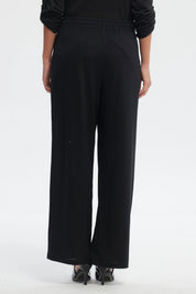 Pantalón buzo mujer negro calce recto con cintura elástica y cordón ajustable prenda lisa