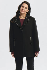 Abrigo Mujer Cuello Camisero Negro