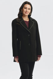 Abrigo Mujer Cuello Camisero Negro