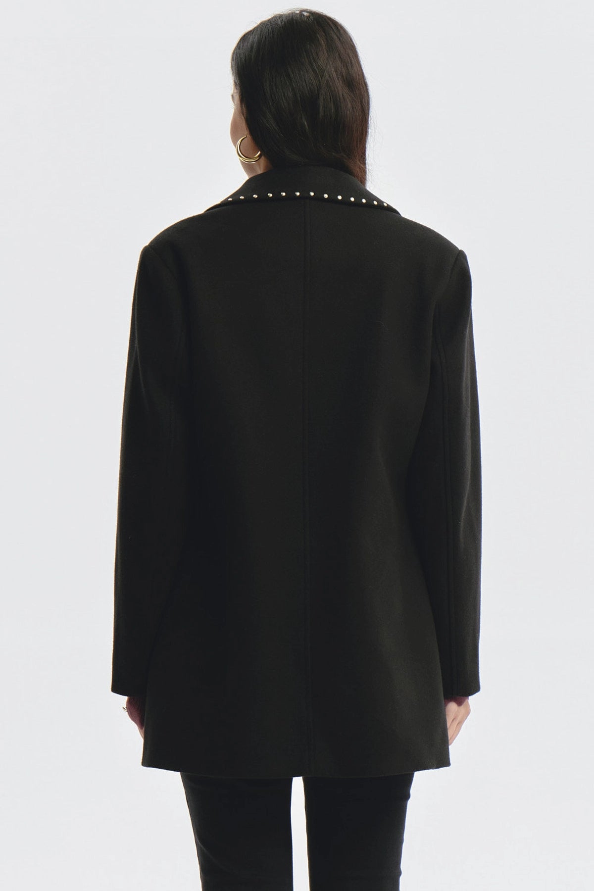 Abrigo Mujer Cuello Camisero Negro