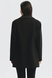 Abrigo Mujer Cuello Camisero Negro