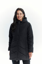 Parka Mujer Con Gorro Corte Negro