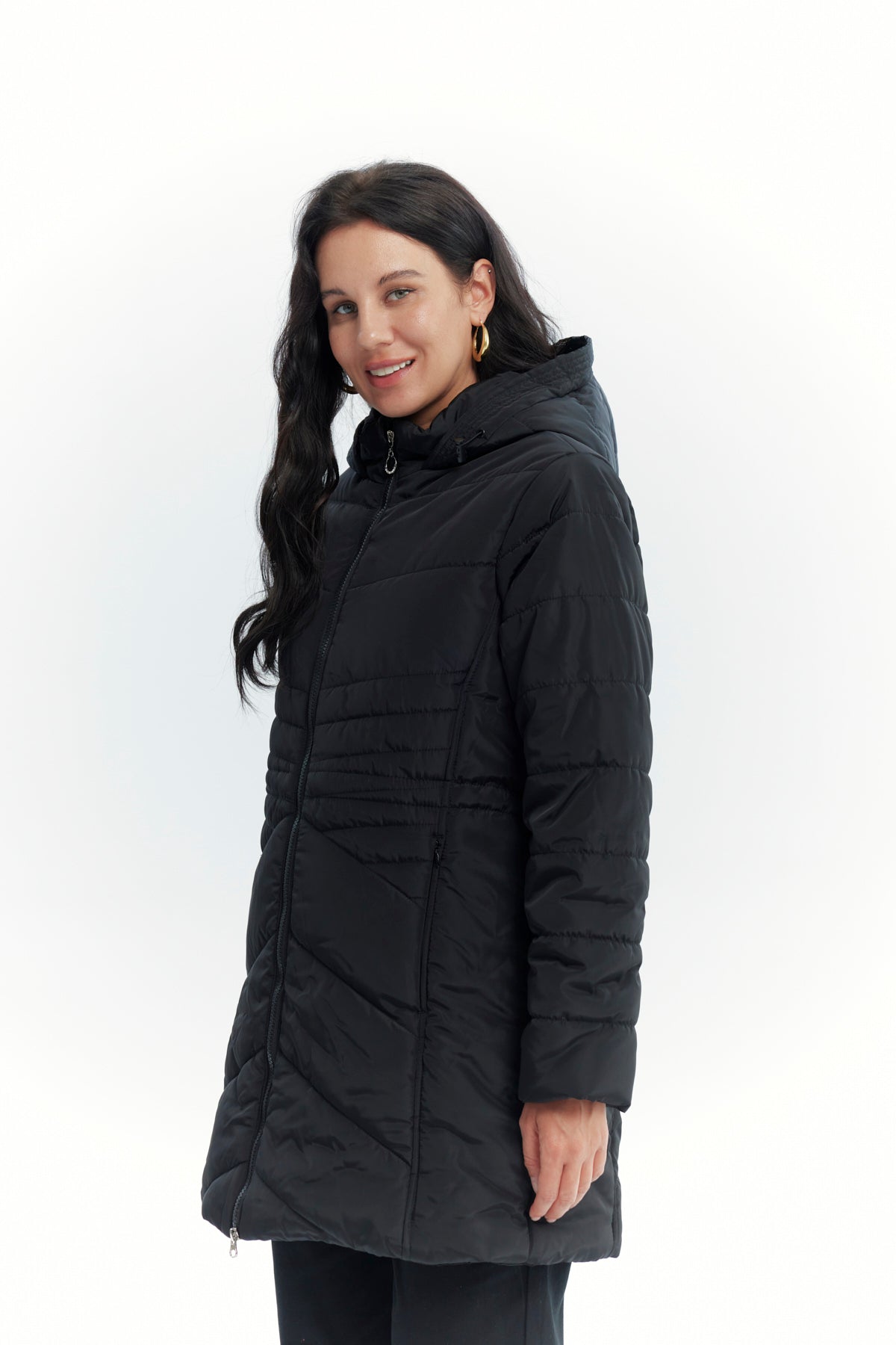 Parka Mujer Con Gorro Corte Negro