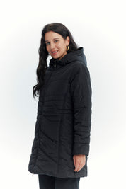Parka Mujer Con Gorro Corte Negro