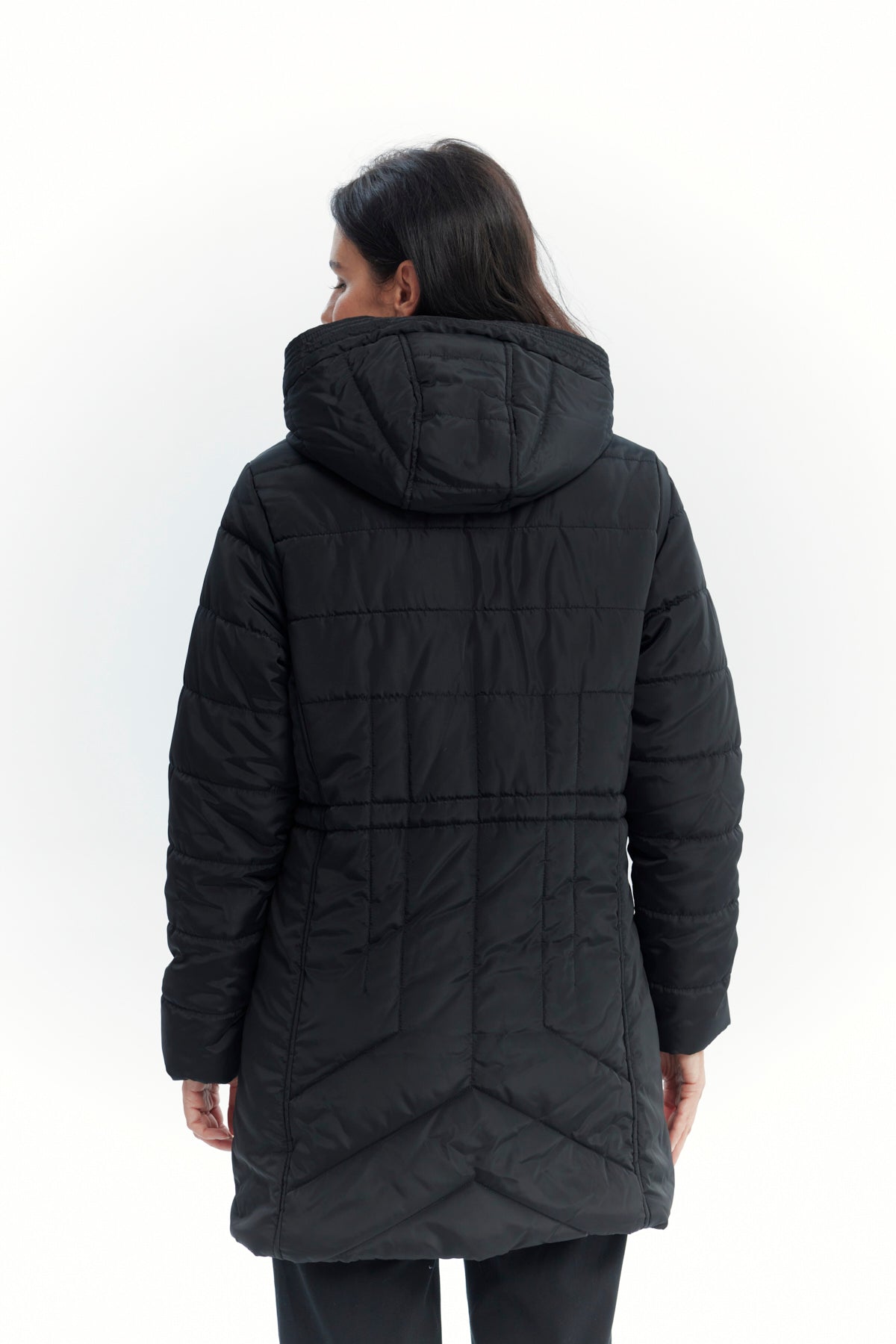 Parka Mujer Con Gorro Corte Negro