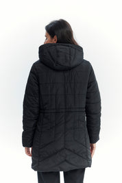 Parka Mujer Con Gorro Corte Negro
