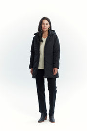 Parka Mujer Con Gorro Corte Negro