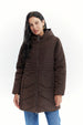 Parka Mujer Con Gorro Corte Café Oscuro