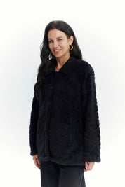 Polar Mujer Cuello Camisero Negro