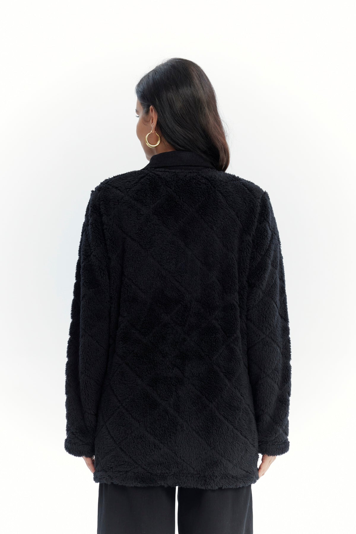 Polar Mujer Cuello Camisero Negro