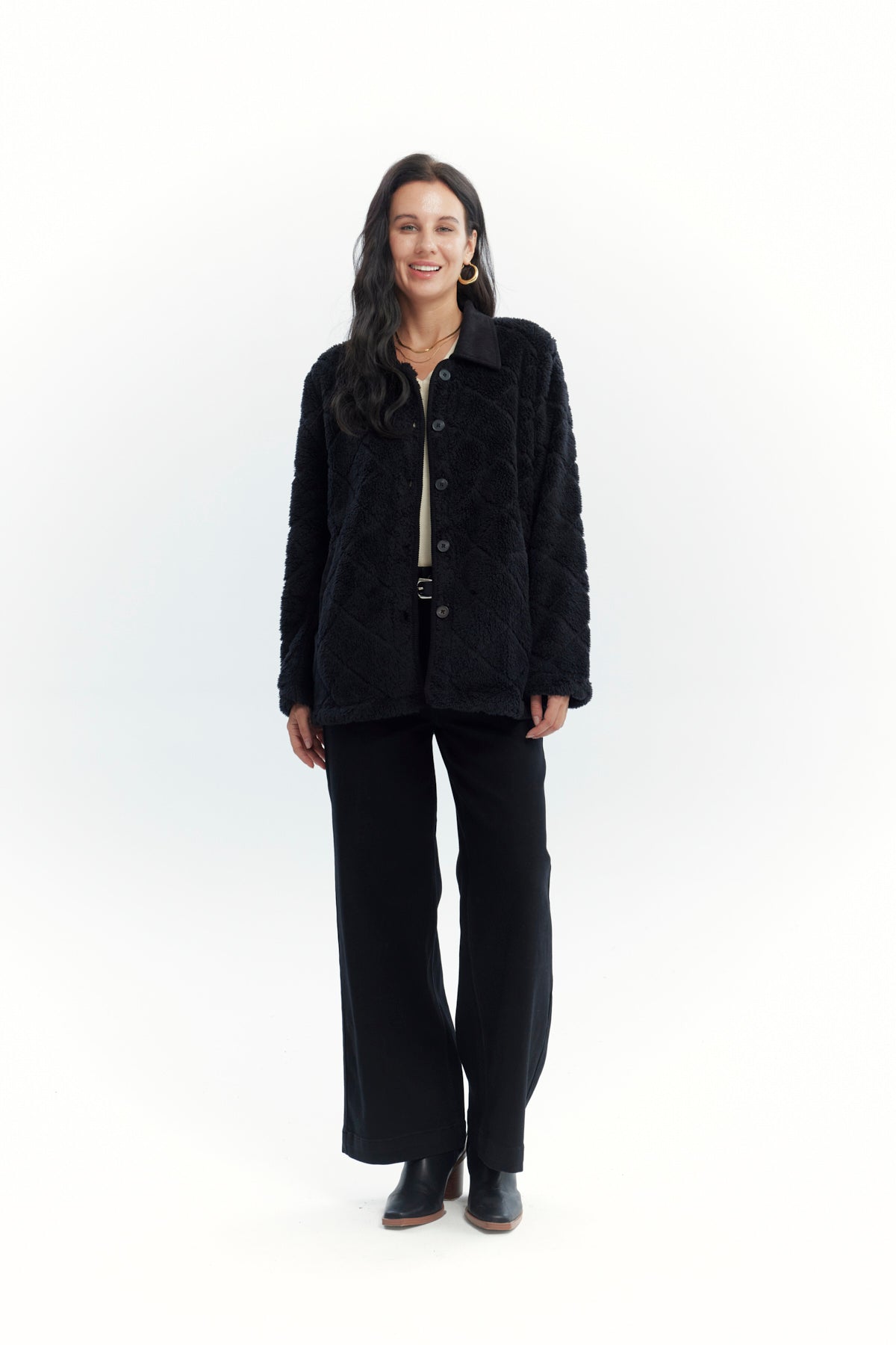Polar Mujer Cuello Camisero Negro